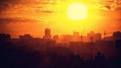 Sunset sun cities cityscapes