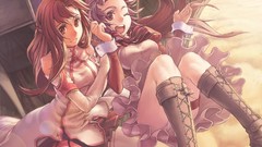 Sunset sun clouds Dragons Anime tie armor red eyes gloves 