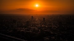 Sunset sun clouds Japan Tokyo buildings cityscapes