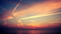 Sunset sun clouds skies chemtrails Zandvoort