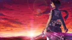 Sunset sun clouds weapons Anime Swords jackets pants scarfs 