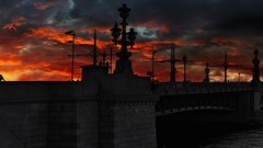 Sunset sun evening Russia Bridges cities rivers saint petersburg