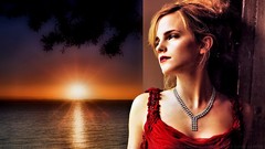 Sunset sun eyes woman faces brunettes models emma watson