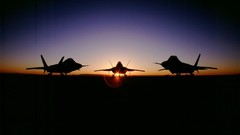 Sunset sun fighters raptor air force USA planes fighter jets 