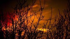 Sunset sun fire blue clouds light playing skies