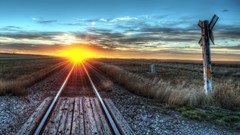 Sunset sun railroads