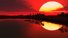 Sunset sun silhouettes digital