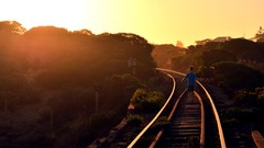 Sunset sun skies railroad tracks