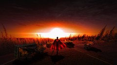 Sunset superman roads superheroes dc comics