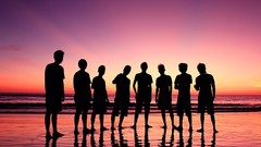 Sunset Team silhouettes Beaches