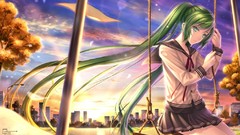 Sunset Trees cityscapes vocaloid