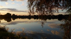 Sunset Trees grass sun clouds lakes