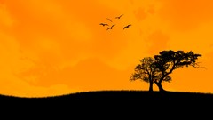 Sunset Trees orange abstract