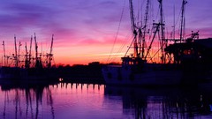 Sunset water Boats reflections
