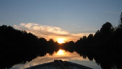 Sunset water Boats rivers skyscapes