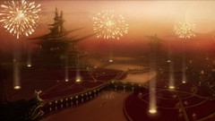 Sunset water City Lights fireworks Bridges buildings rivers 