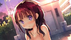 Sunset water clouds close-up wet faces bushes buildings bows 