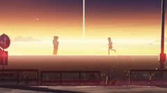 Sunset water clouds summer sky Anime scenic