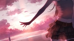 Sunset water clouds tears Beaches stockings skirts footsteps 