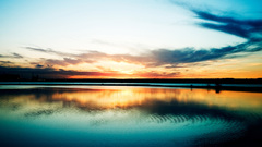 Sunset water Lake sky orange reflection Harbour 1600x1200