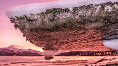 Sunset water Mountains ice