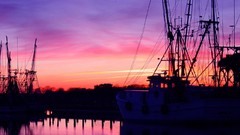 Sunset water ships Boats reflections harbours