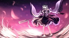 Sunset water Stars woman staff skirts long hair anime girls 