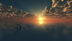 Sunset water sun clouds ocean calm Oceans reflections skies 