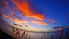 Sunset water sun clouds time evening skies wide-angle