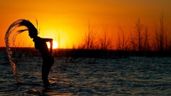 Sunset water woman models
