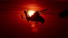 Sunset weapons Helicopters silhouettes vehicles