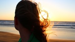 Sunset wind woman blondes