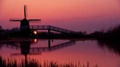 Sunset windmills Netherlands