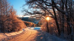 Sunset winter sun morning skies Villages