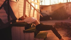 Sunset woman barefoot models