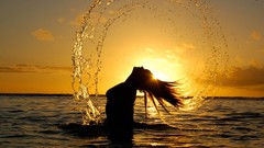 Sunset woman models photo shoot