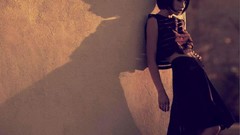 Sunset woman shadows brunettes short hair models bob cut