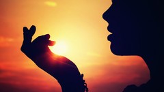 Sunset woman silhouettes