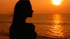 Sunset woman silhouettes Beaches bikini