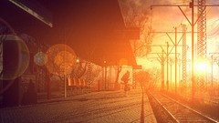 Sunset woman waiting