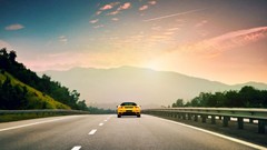 Sunset yellow Mountains roads ferrari f430 scuderia Highways