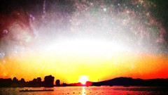 Sunset yellow sun bright red vancouver Beaches reflections 