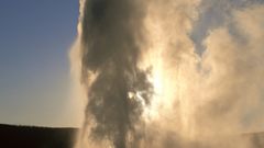 Sunset yellowstone geysers eclipsed