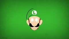 Super Mario green background Luigi minimalistic video games 