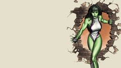 Superheroes brick wall marvel comics she-hulk beige background 