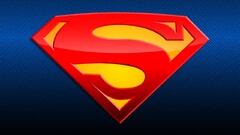 superman logo blue background yellow red blue