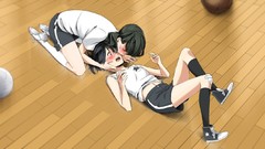 Surprise blush anime girls yuri gym uniforms