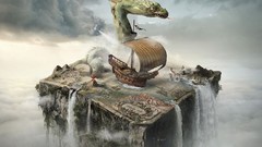Surreal fantasy art Boats