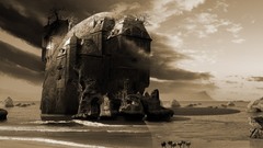 Surreal Island House Art