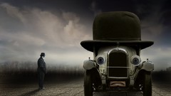 Surrealism cars retro hats vintage Photo manipulation